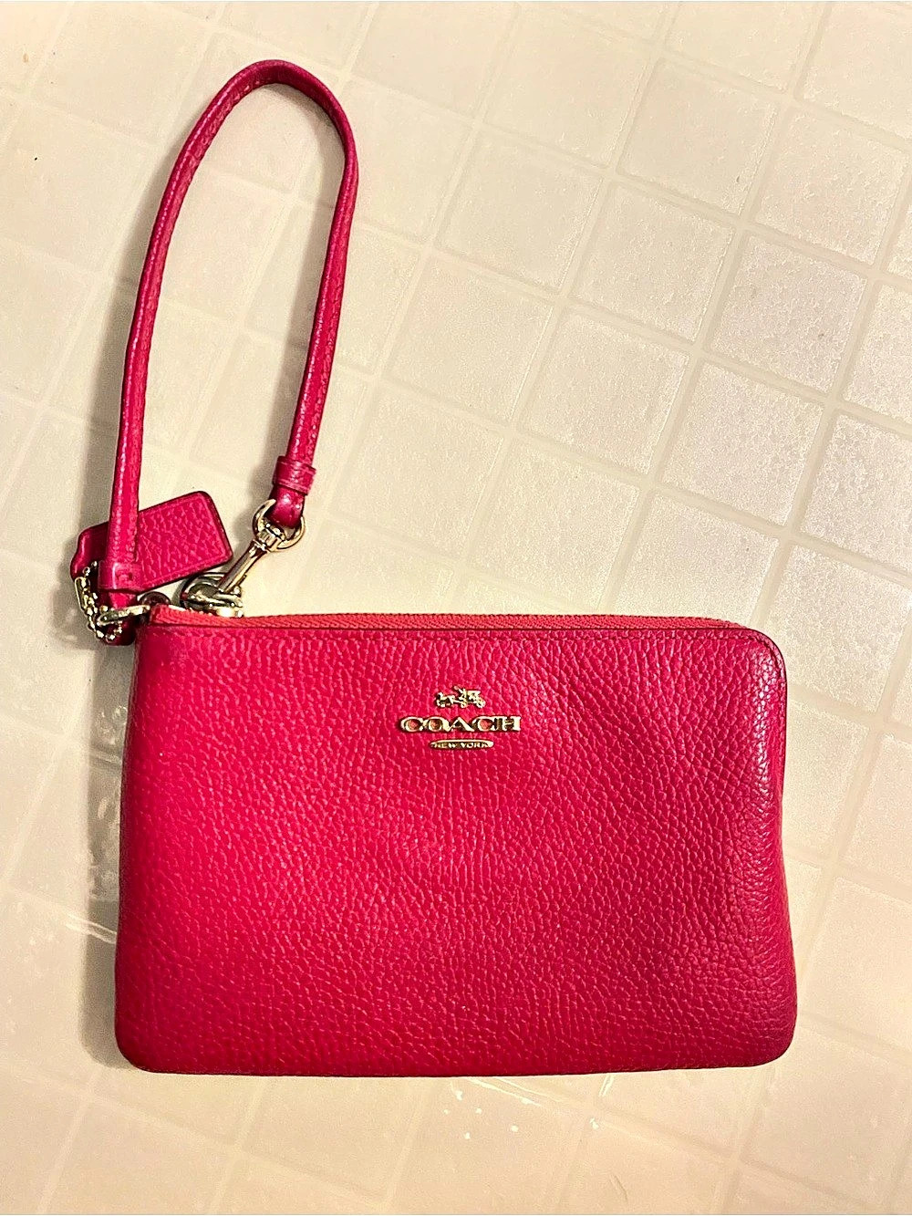 Coach Zip Wristlet in Hot Pink